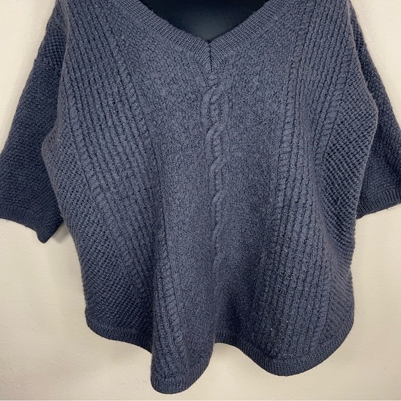 XL TORRID SLATE BLUE GREY SWEATER WOOL BLEND KNIT VNECK SHORT SLEEVE - Picture 2 of 12